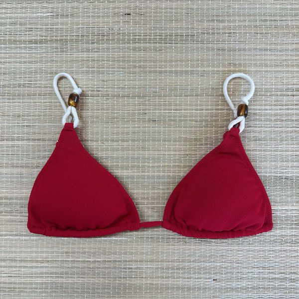 Top Cortininha detalhes Vermelho Textura
