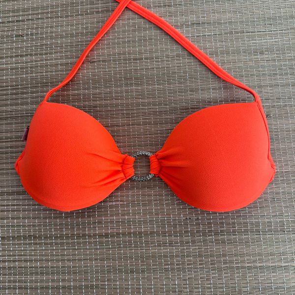 Top Meia Taça frente única Laranja Textura