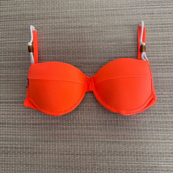 Top Meia Taça com detalhes Laranja Textura