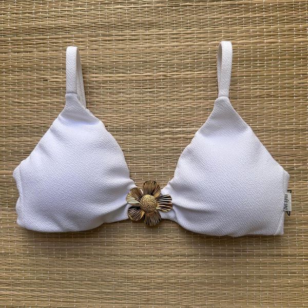 Top Reforçado com detalhe Branco textura