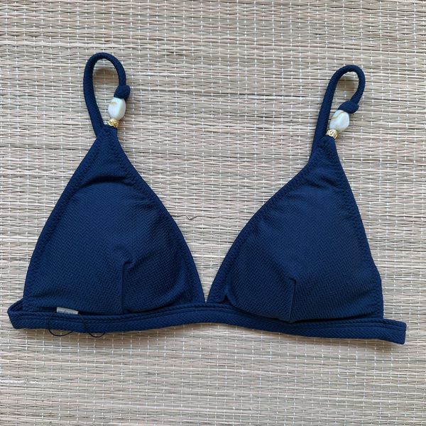 Top Cós Fixo detalhes Navy