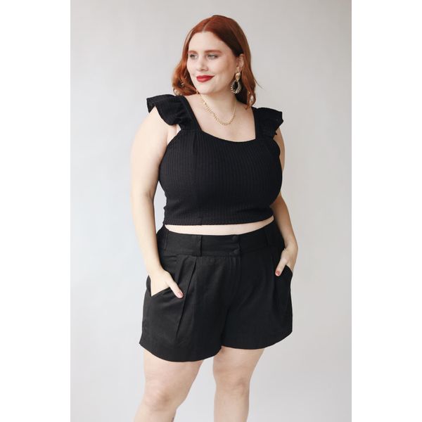 Top Babadinho Tricot Preto - Plus Size