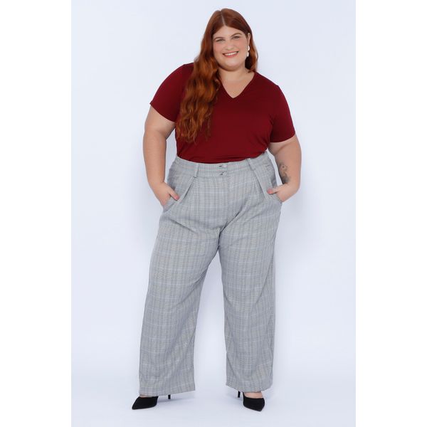Calça Alfaiataria Xadrez - Plus Size