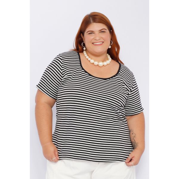 Blusa Listras Elegance Plus Preta - Plus Size
