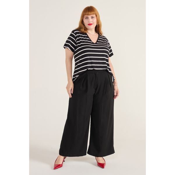 Calça Pantalona Social Viscose Preta - Plus Size