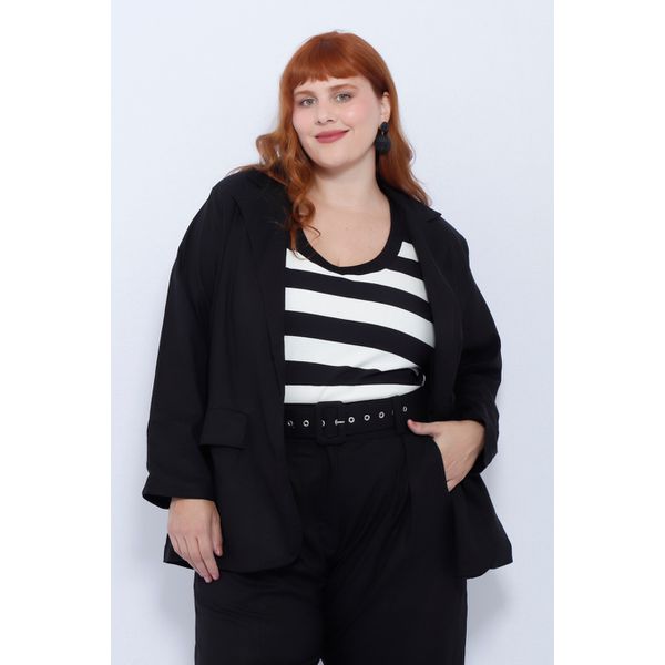 Blazer 2.0 Linho com Elastano Preto - Plus Size