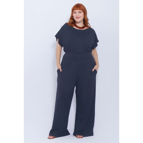 Calça Malha Azul Marinho - Plus Size