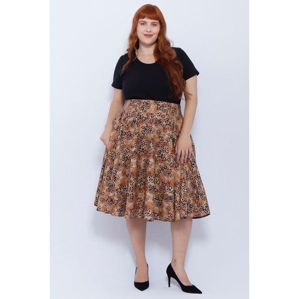 Saia Godê Algodão Onça- Plus Size