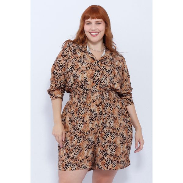 Short Viscose Estampa Onça - Plus Size
