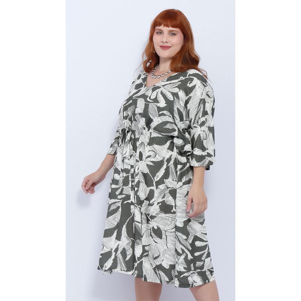 Vestido Viscose Estampa Verde Floral - Plus Size