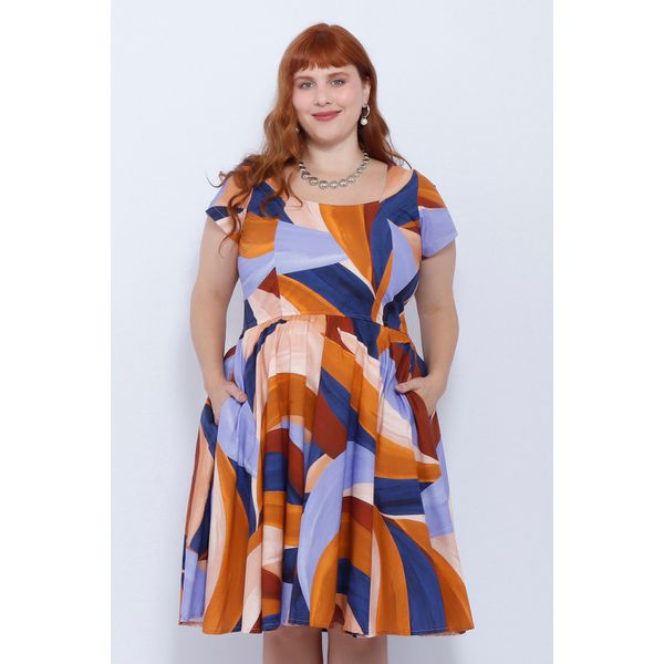 Vestido Gode Algodão Estampa Orgânica - Plus Size