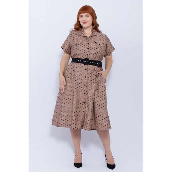 Vestido Chemise Viscose Fendi Poá - Plus Size