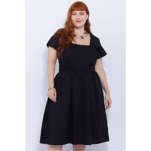 Vestido Algodão Preto - Plus Size