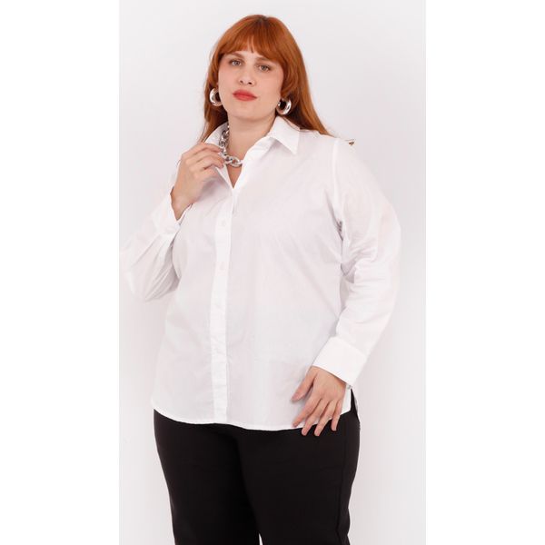 Camisa Social Algodão Branca - Plus Size