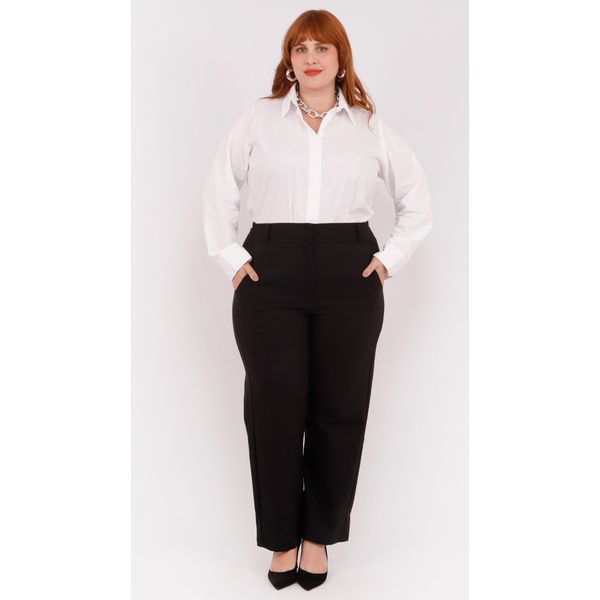 Calça Algodão com Elastano Preta - Plus Size