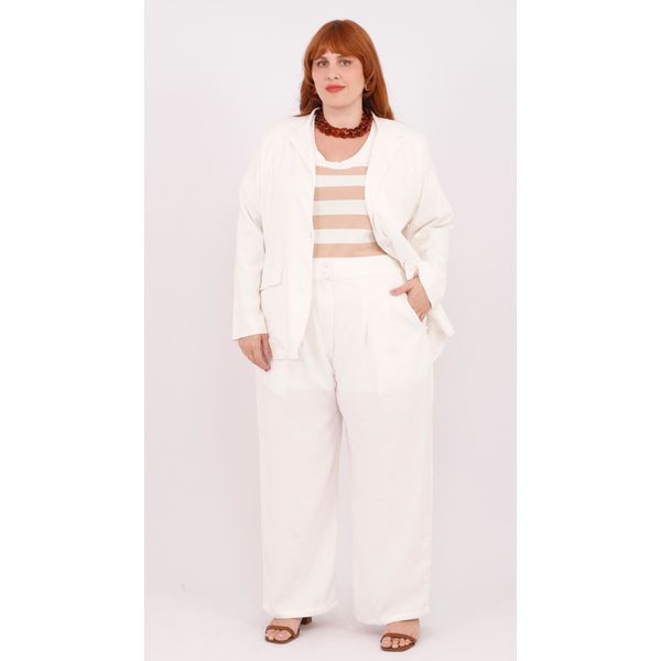 Blazer 2.0 Linho com Elastano Off White - Plus Size