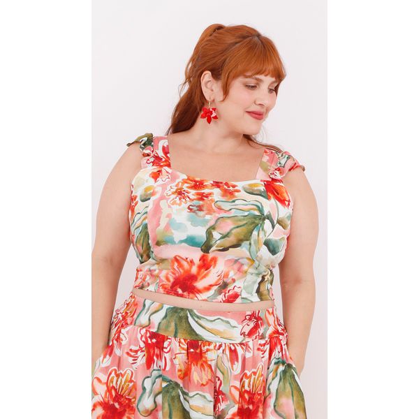 Top Babadinho Viscose Floral Color - Plus Size