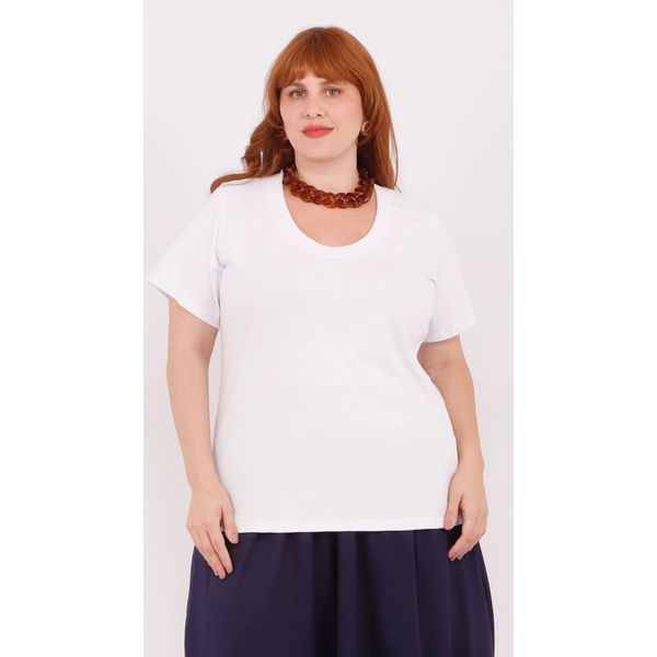 Blusa Malha Algodão Premium Branca - Plus Size