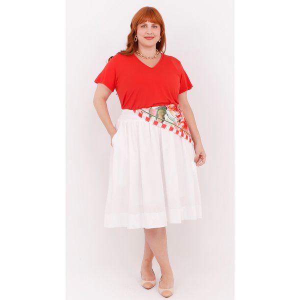 Saia Algodão Branca - Plus Size