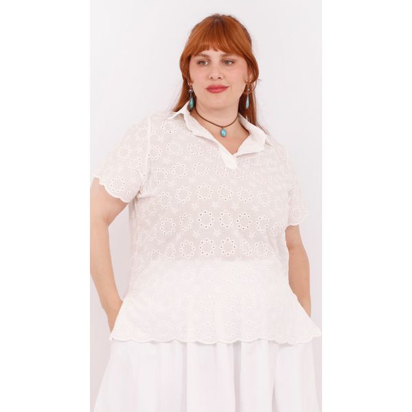 Camisa Laise Algodão Manga Curta - Plus Size