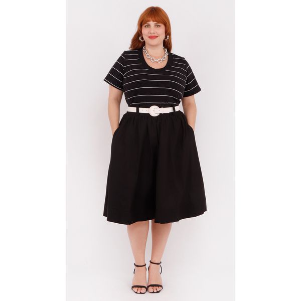 Saia Algodão Preta - Plus Size