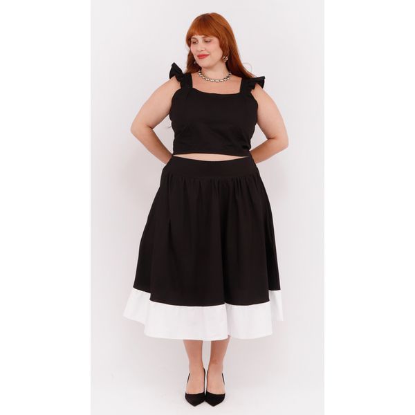 Saia Algodão Preto & Branco - Plus Size