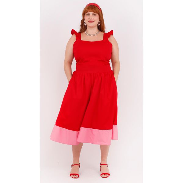 Saia Algodão Vermelho & Pink - Plus Size