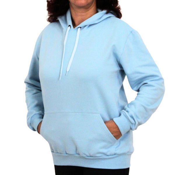 Blusa Avulsa Moletom Feminino Canguru com Capuz Azul Beb KRN