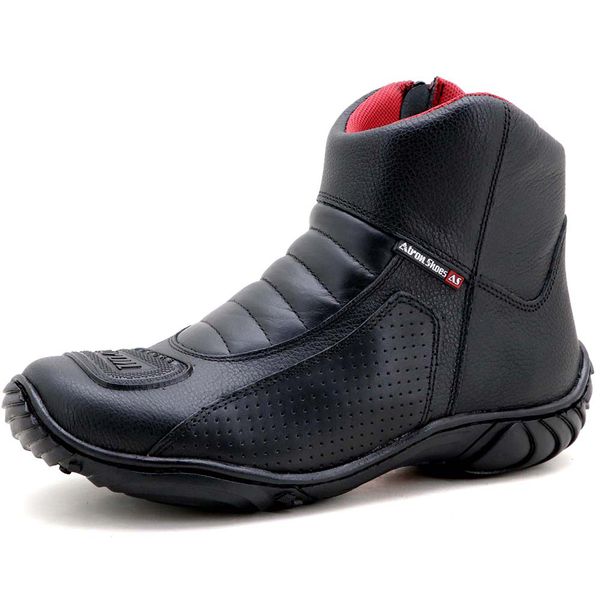 Bota Motociclista Couro Legítimo Semipermeável Preto