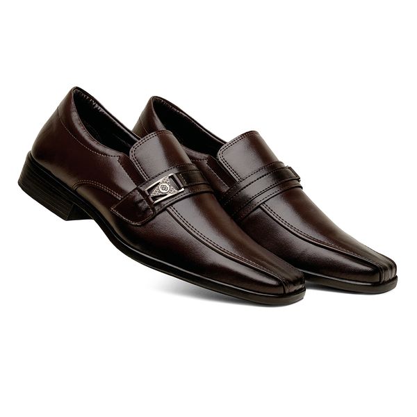 Sapato Masculino Social Sintético Tamanho Especial Café KRN