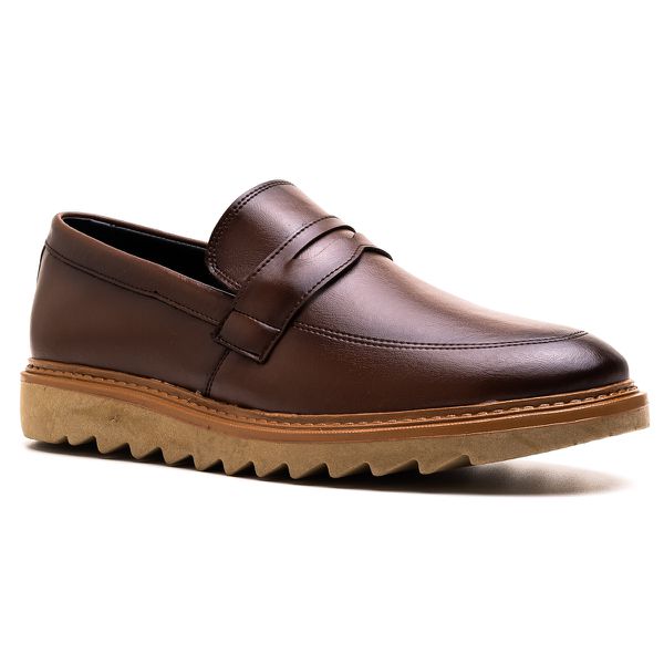 Sapato Mocassim Loafer Masculino Tratorado Capuccino