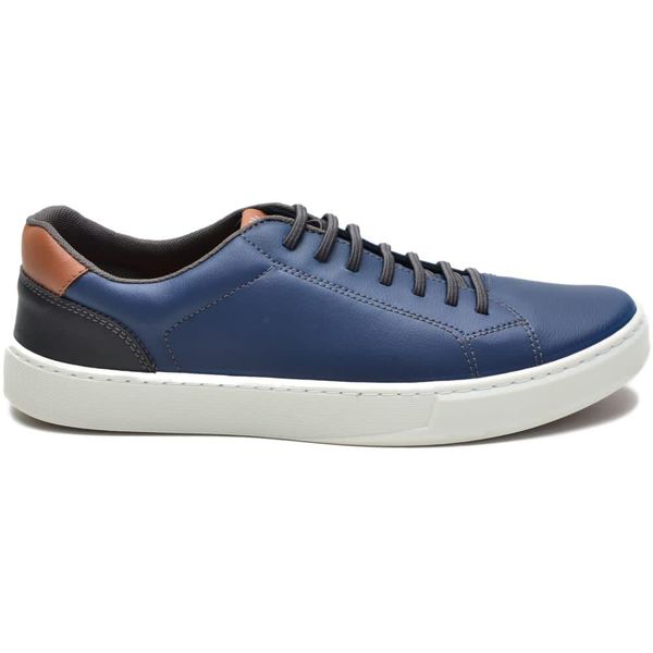 Sapatênis Casual Masculino Calce Fácil Em Sintético Azul Marinho