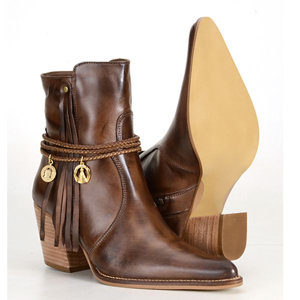 Bota Feminina Texana Country Cano M dio Pinh o KRN SHOES