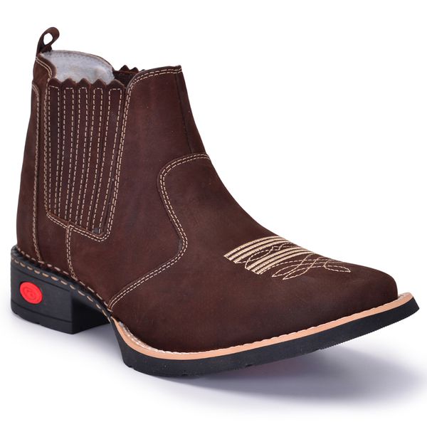 Bota Texana Masculina Couro Legítimo Café