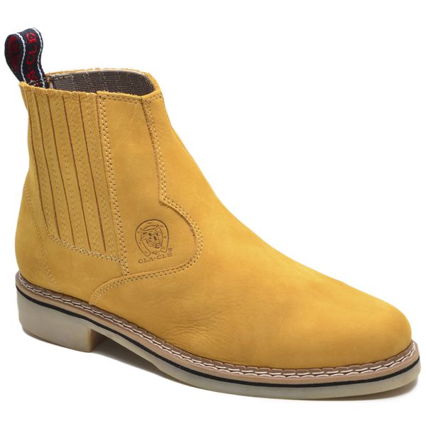 Botina Masculina Solado Borracha Couro Nobuck Castor