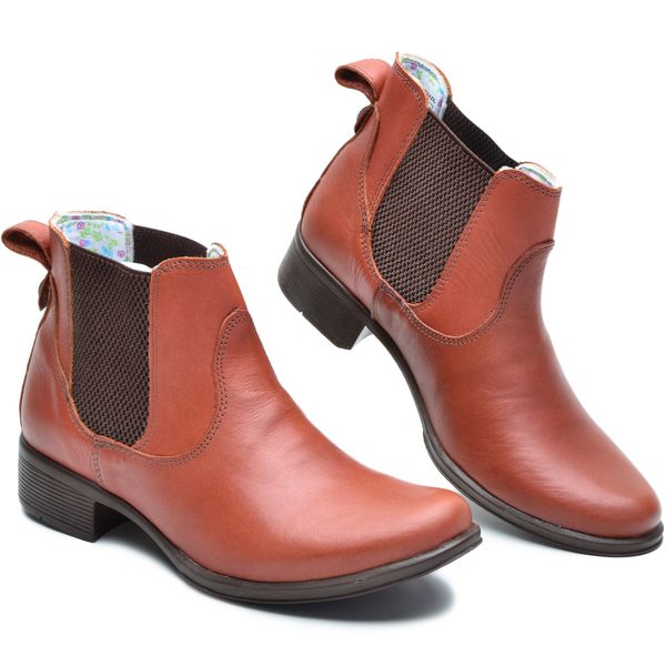 Bota Feminina Cano Curto Couro Leg timo Latego El stico Pinh o