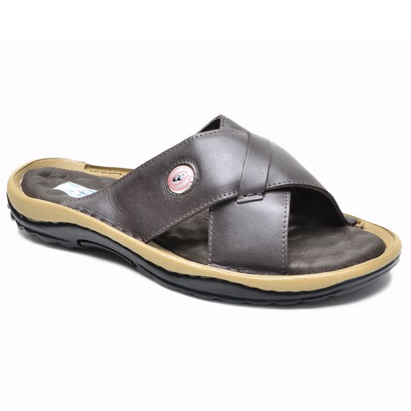 Chinelo Masculino Conforto Couro Legítimo Café