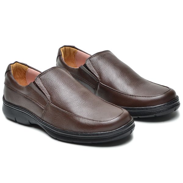 Sapato Conforto Masculino Couro Legítimo Chocolate KRN SHOES