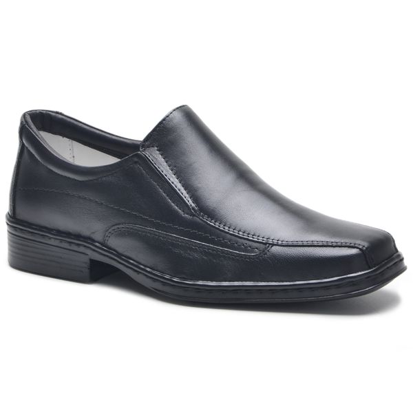 Sapato Masculino Conforto Couro Mestiço Preto