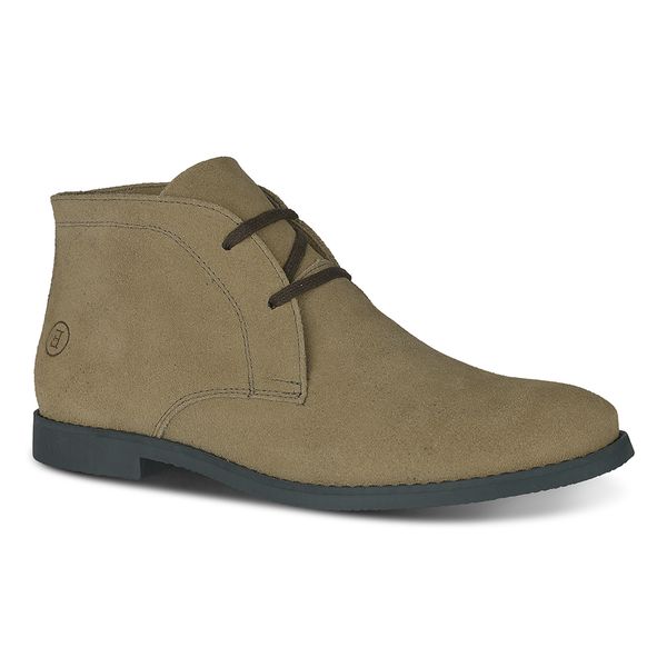 Bota Masculina Casual Desert Couro Camurça Café Sola Preta