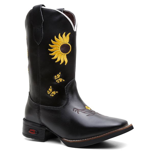Bota Texana Feminina Cano Longo Sol Preto