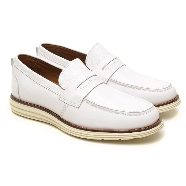Sapato Casual Masculino Loafer Branco