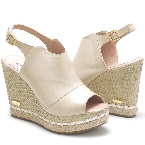 Sand lia Feminina Anabela Prime Couro Leg timo Off White KRN