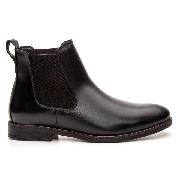 Botina Masculina Conforto Em Couro Legítimo Preto