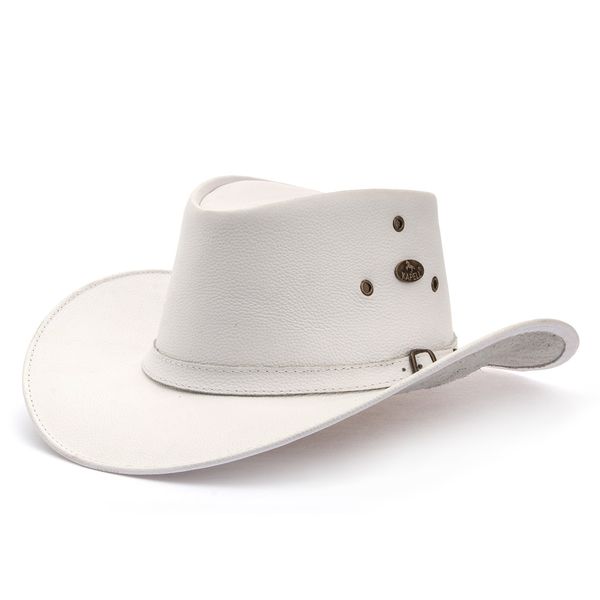Chapéu Estilo Americano Adulto Linha Texas Couro Legítimo Branco