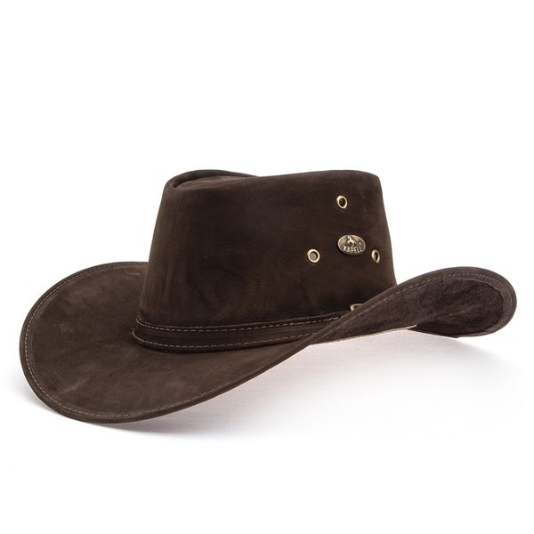 Chapéu Estilo Americano Adulto Linha Texas Couro Legítimo Café