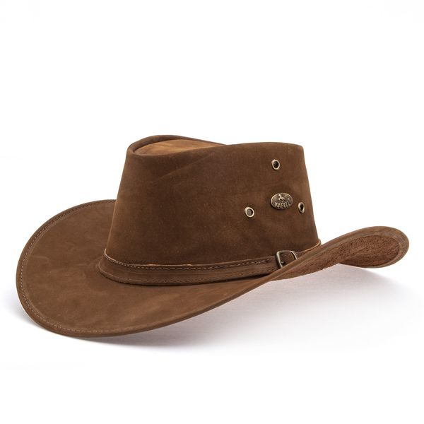 Chapéu Estilo Americano Adulto Linha Texas Couro Legítimo Ferrugem
