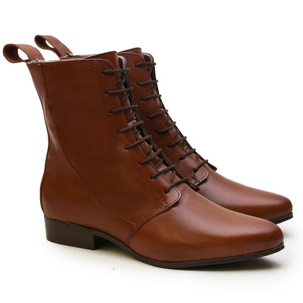 Bota de couro legitimo cano hotsell curto feminina