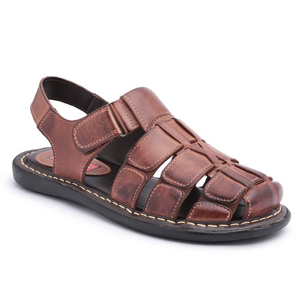 Sandália Masculina Couro Legítimo Marrom