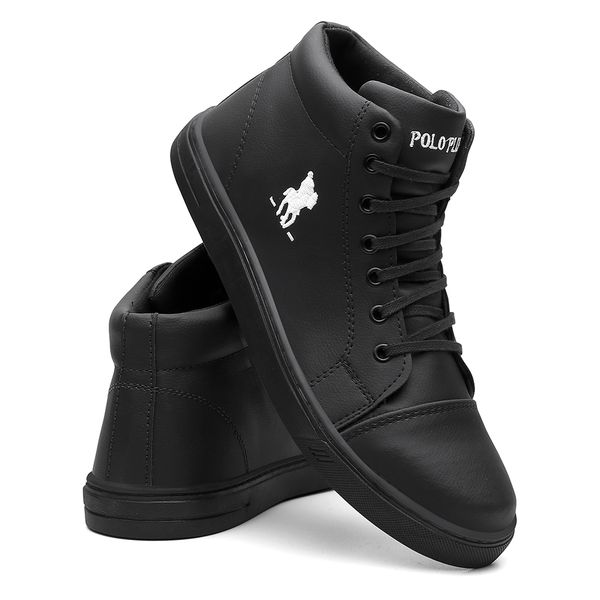 Sapat nis Cano Alto Todo Preto Masculino KRN SHOES Cal ados